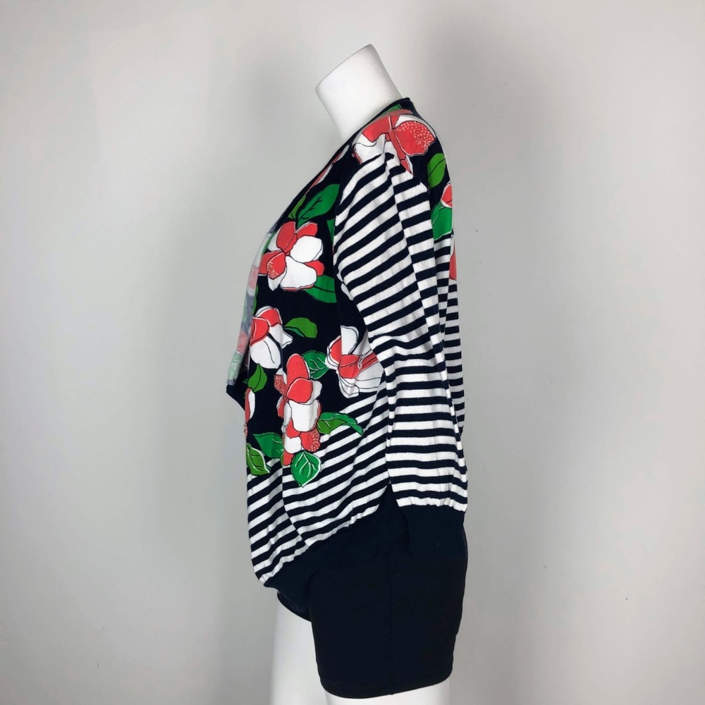 MOTH Water Garden Drape Cardigan Striped Floral - Picture 6 of 7